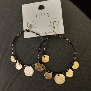 Black & Gold Hoop Earrings